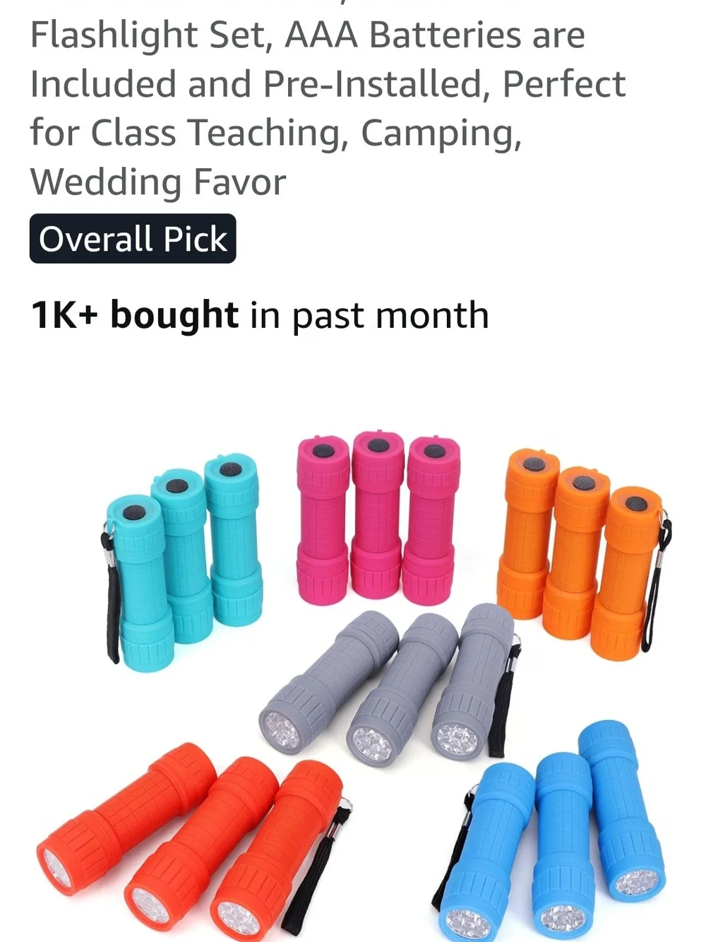 Set Of 18 Compact Handheld Flashlights with Wrist Straps